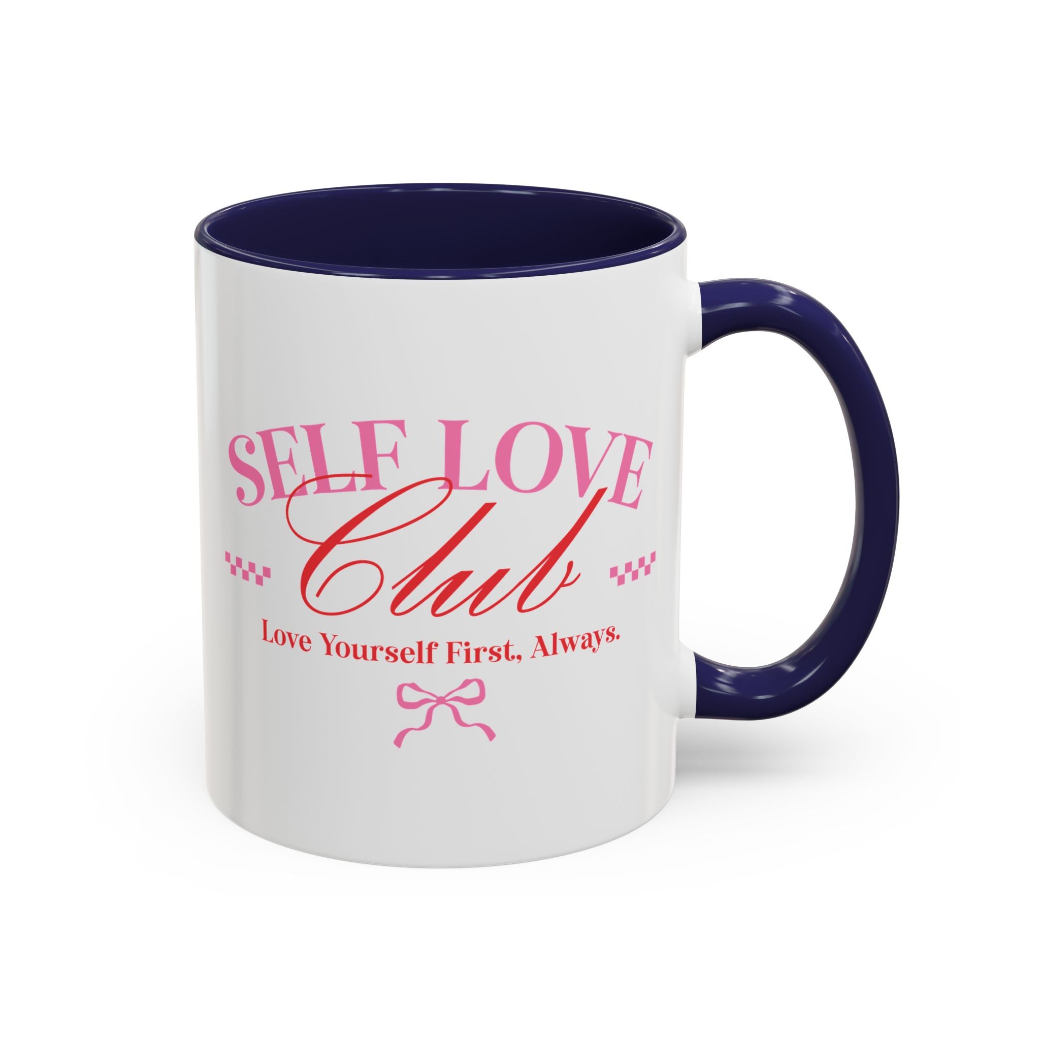 Self-Love Club, Anti-Valentine's Day Mug - Available in a variety of vibrant accent colors, and in 15oz and 11oz sizes. Dishwasher and microwave safe.