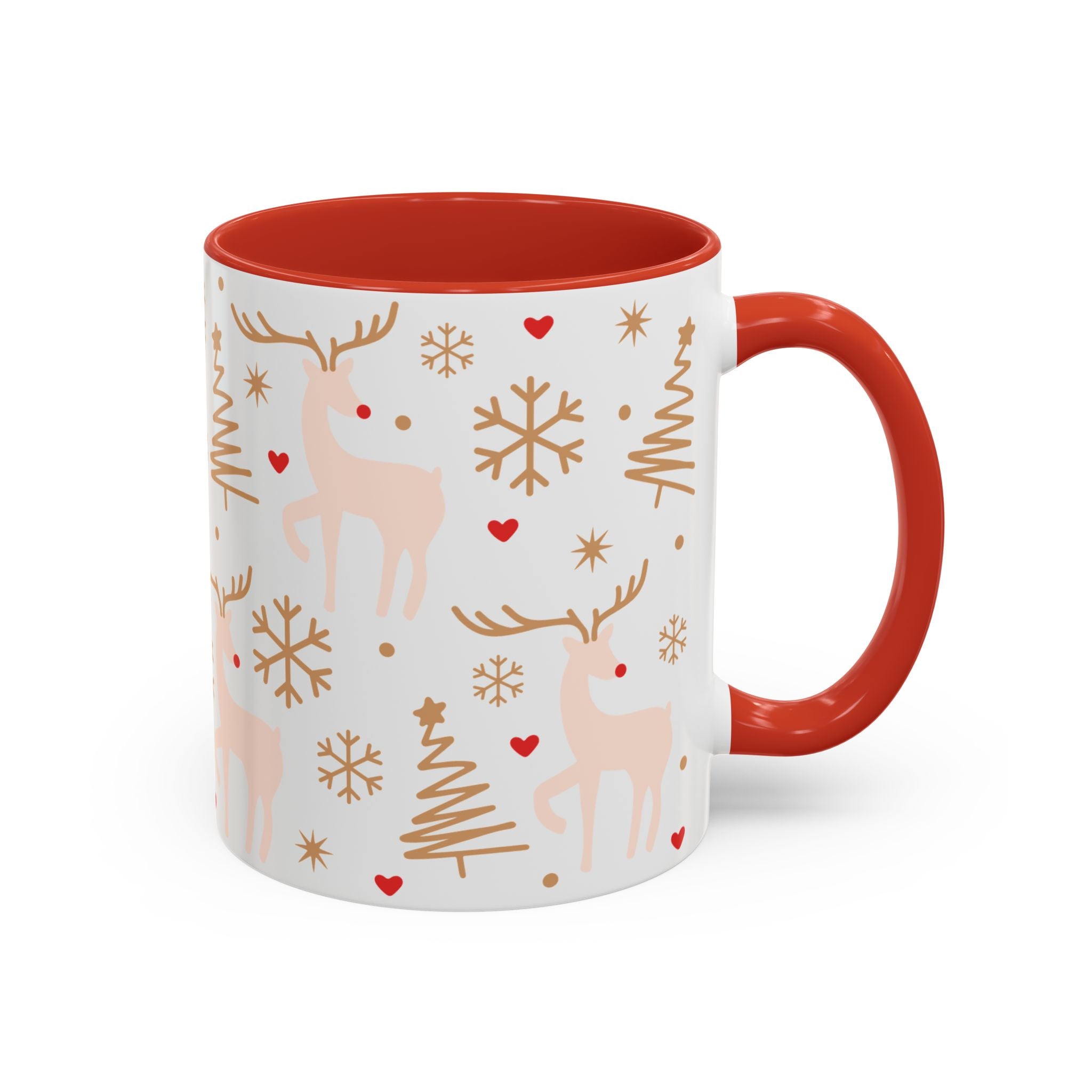 Reindeer, Snowflakes, and Trees, Decorative Wrap-Around Holiday Mug-Mug-Wild Pour