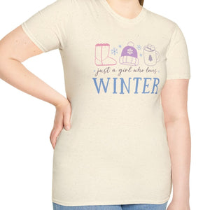 Just a Girl Who Loves Winter Tee-Adult Tees-Wild Pour