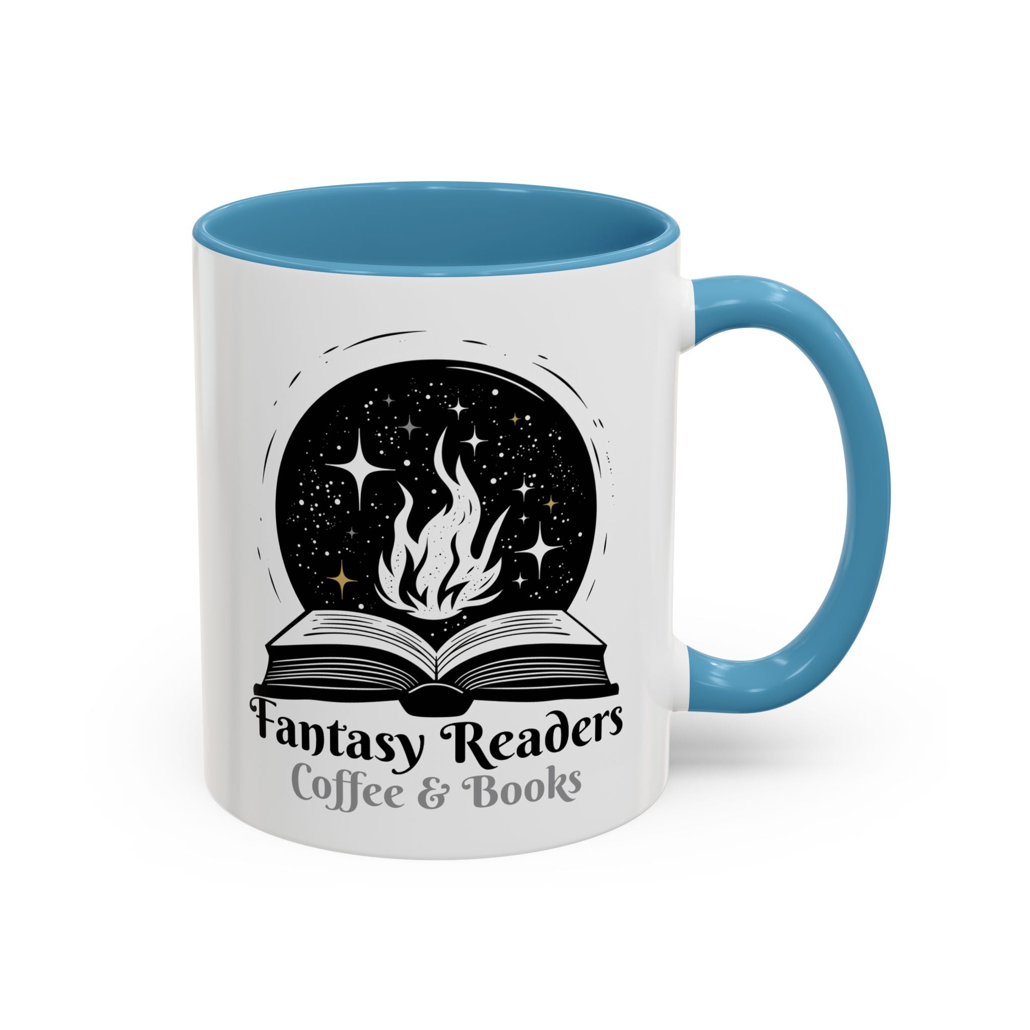 Fantasy Readers Coffee & Books - Fireball Mug - Available in a variety of vibrant accent colors, and in 15oz and 11oz sizes. Dishwasher and microwave safe.