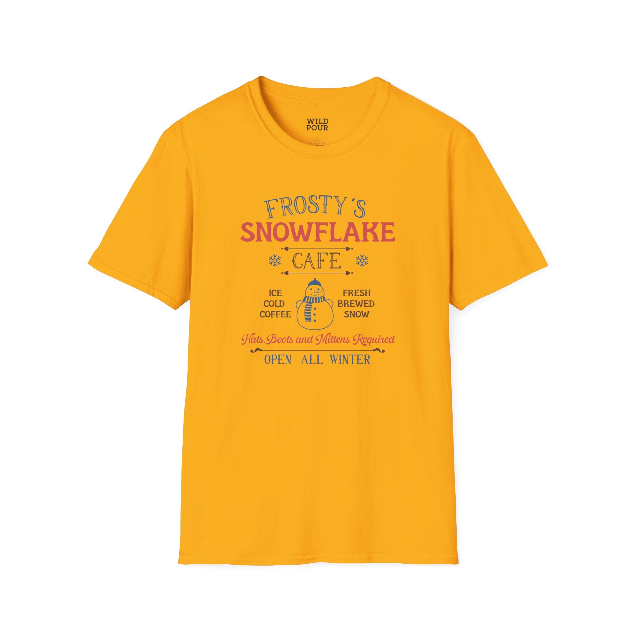 Frosty's Snowflake Cafe, Snowman Tee-Adult Tees-Wild Pour