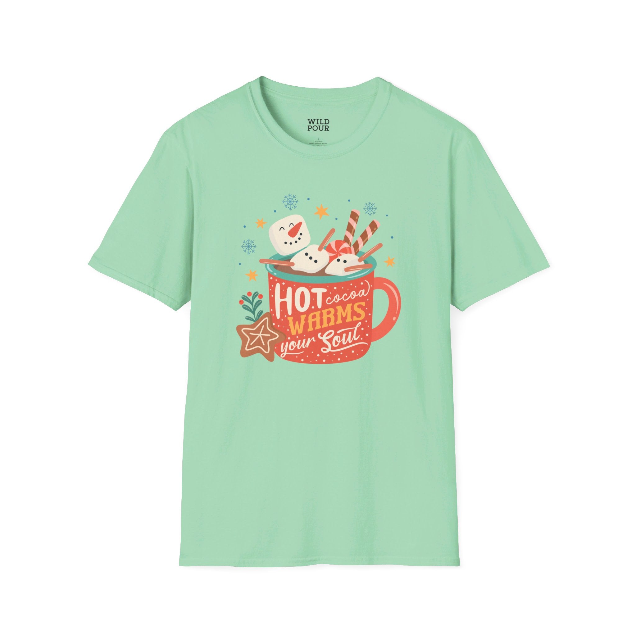 Hot Cocoa Warms Your Soul, Snowman Tee-Adult Tees-Wild Pour