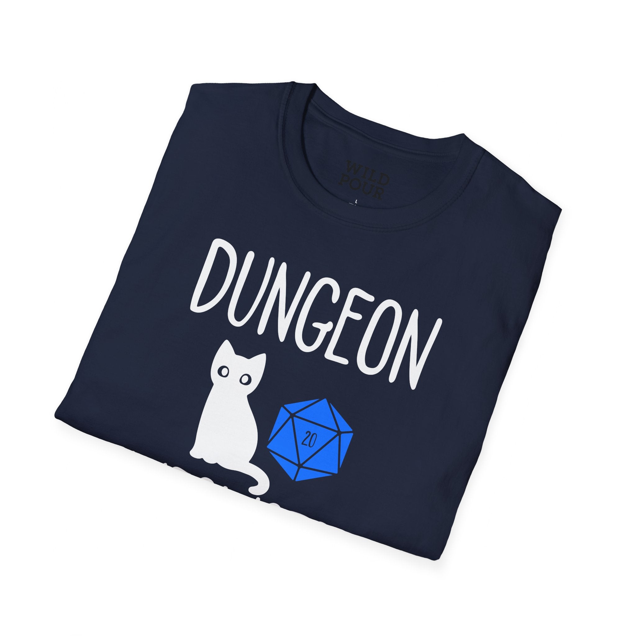 Dungeon Meowster, Blue D20 Tee-Adult Tees-Wild Pour