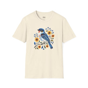 Blue Bird, Folk Art Tee-Adult Tees-Wild Pour