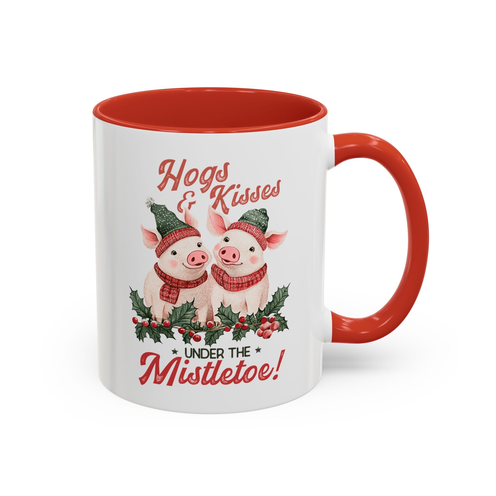 Hogs and Kisses Under the Mistletoe, Christmas Farm Pigs Mug-Mug-Wild Pour