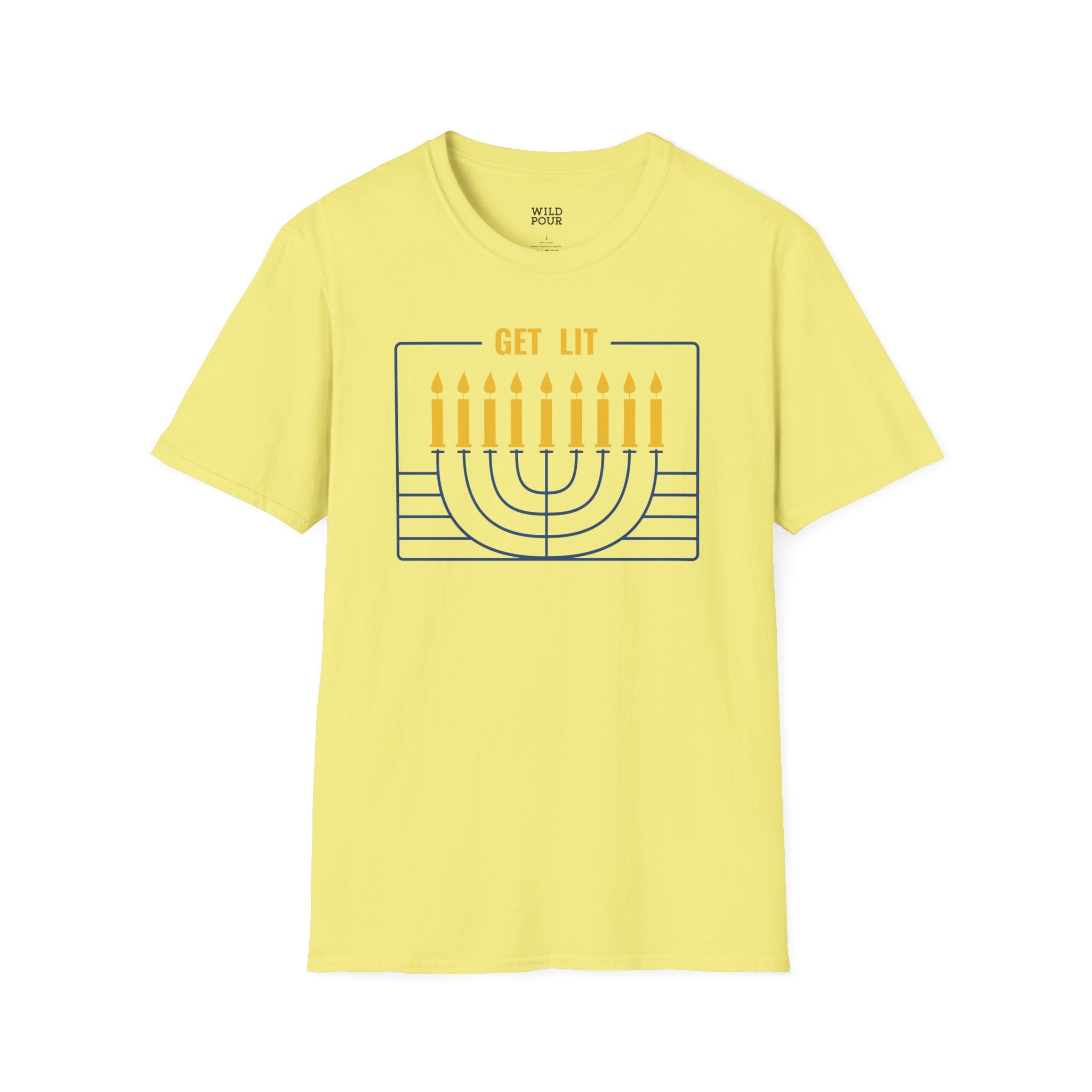 Get Lit, Menorah Tee-Adult Tees-Wild Pour