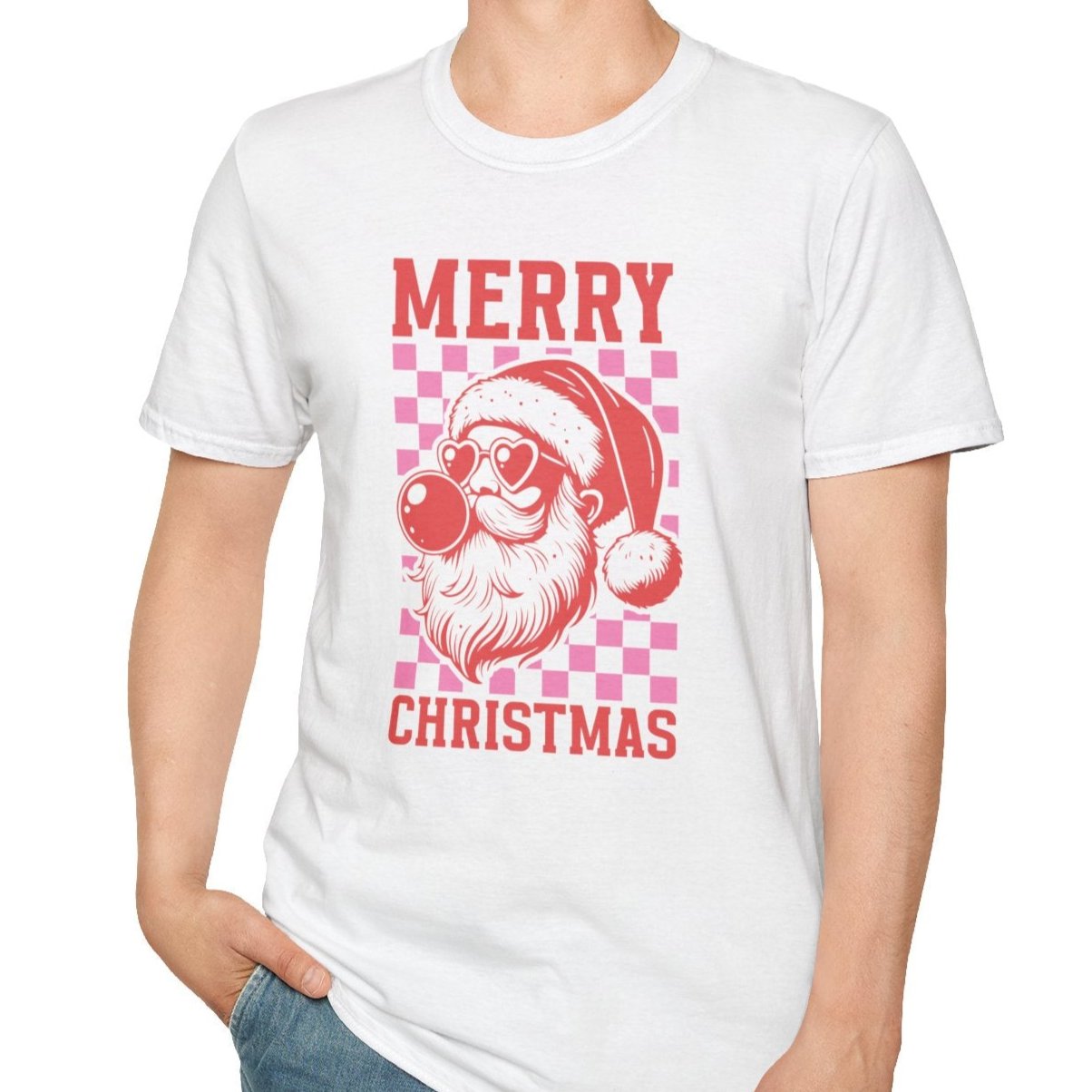 Merry Christmas, Retro Santa Bubblegum Tee-Adult Tees-Wild Pour