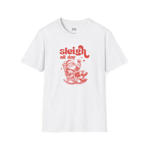 Sleigh All Day, Funny Santa Tee-Adult Tees-Wild Pour