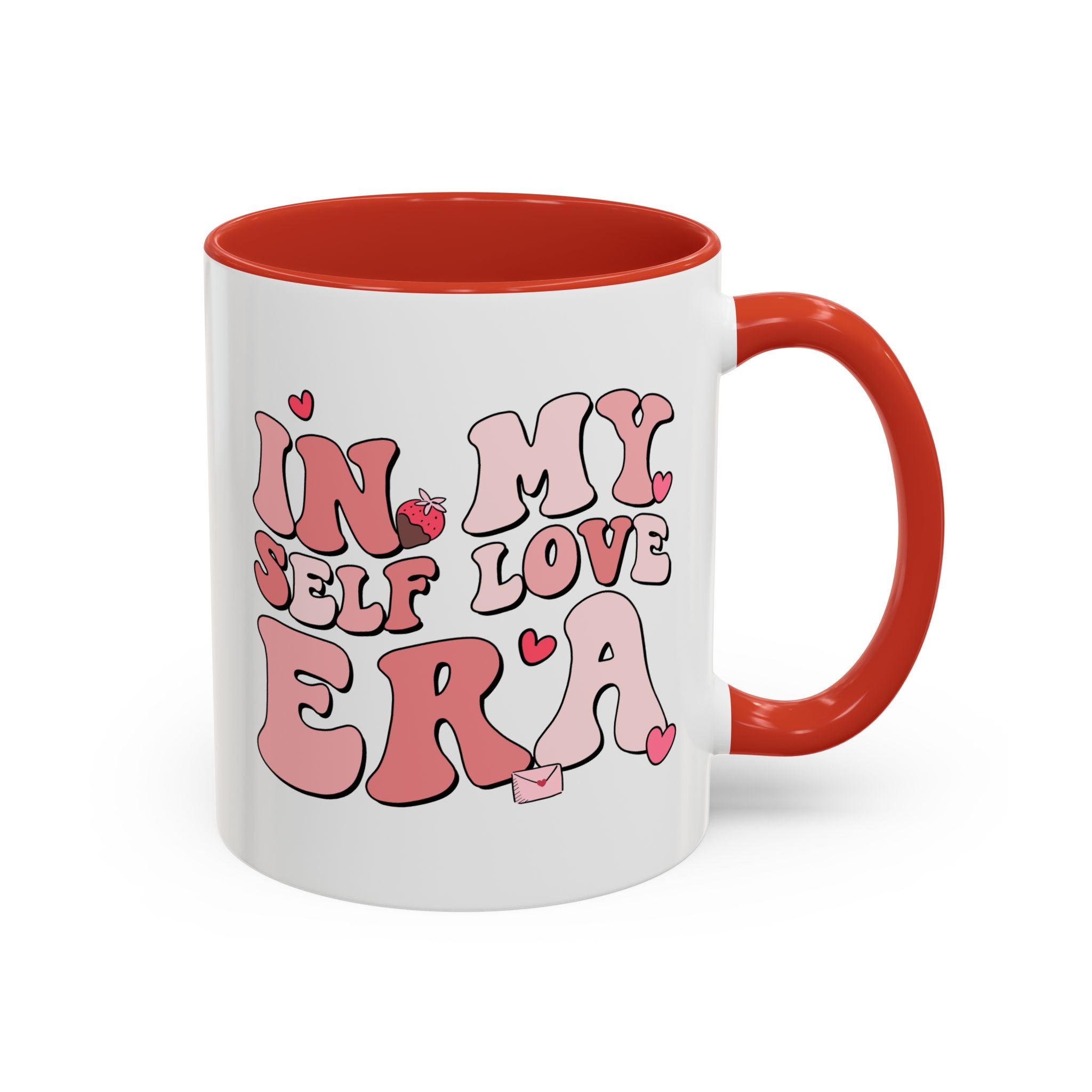 In My Self Love Era, Anti-Valentine's Day Mug - Available in a variety of vibrant accent colors, and in 15oz and 11oz sizes. Dishwasher and microwave safe.