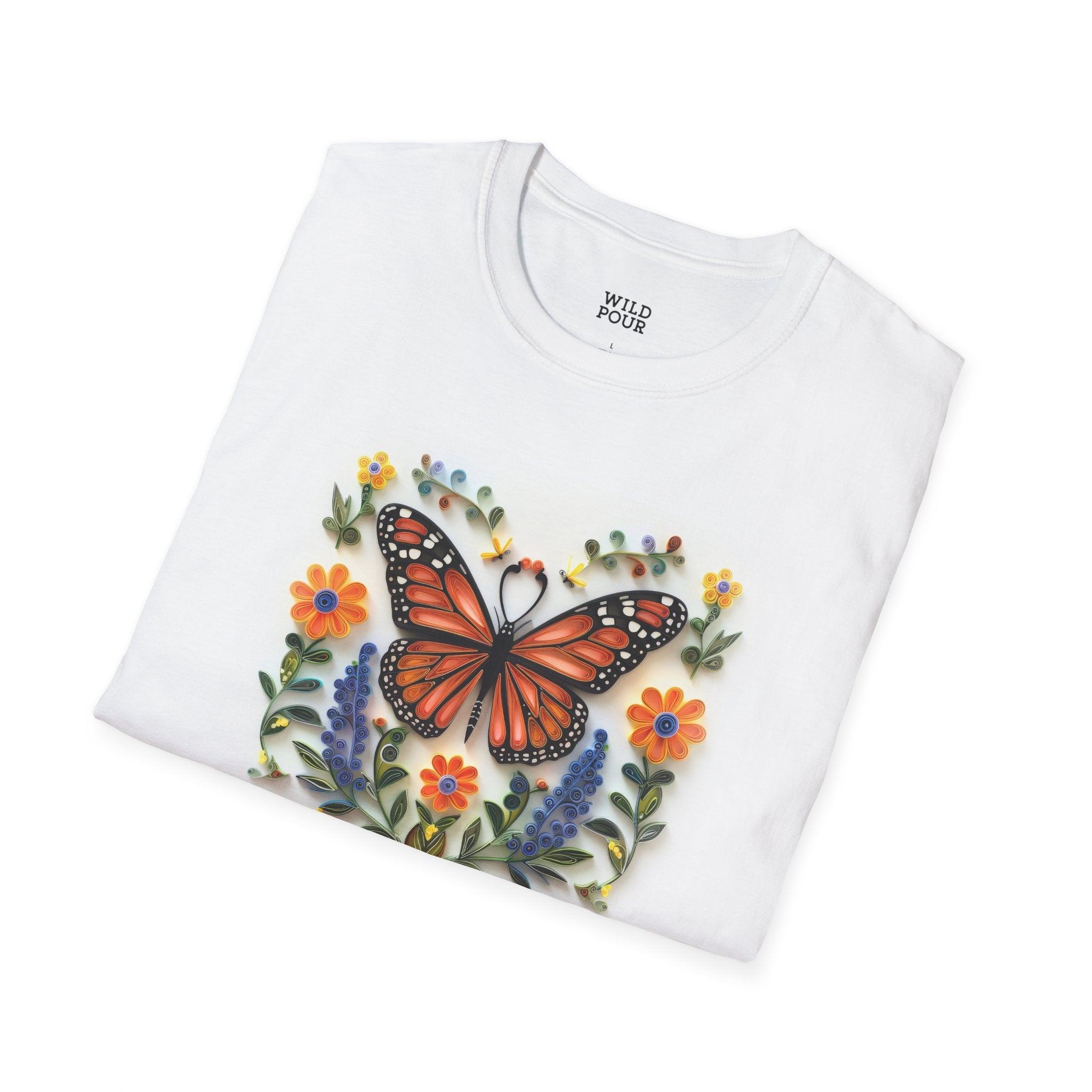 Monarch Butterfly, Paper Quilling Tee-Adult Tees-Wild Pour