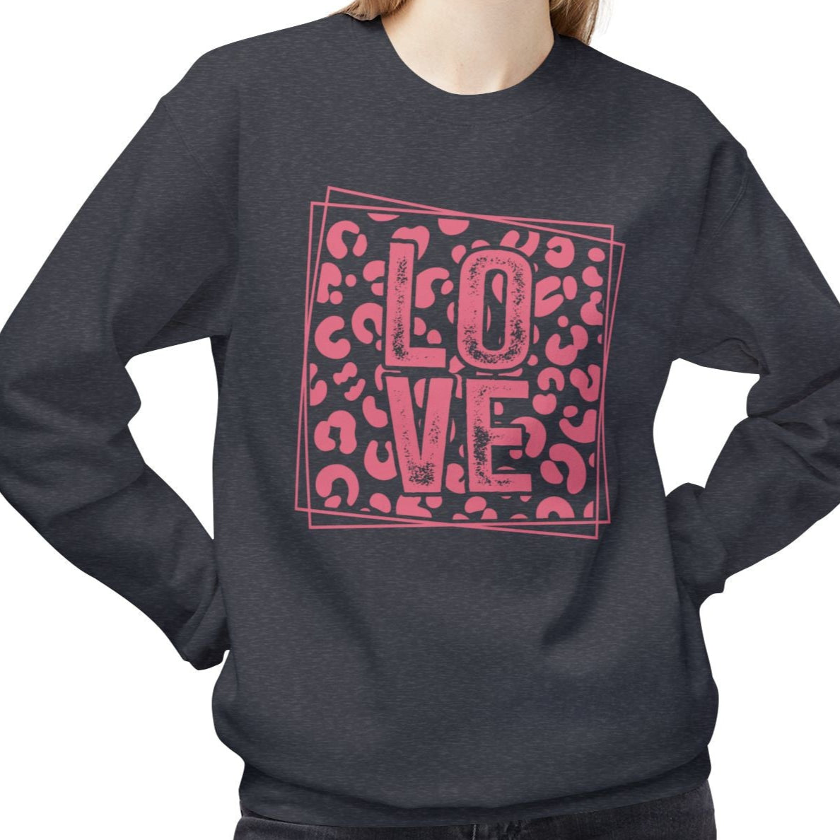 Love, Grunge Leopard Print, Valentine's Day Sweatshirt - Ultra-soft and super comfy, our premium midweight unisex sweatshirts are perfect for any season.