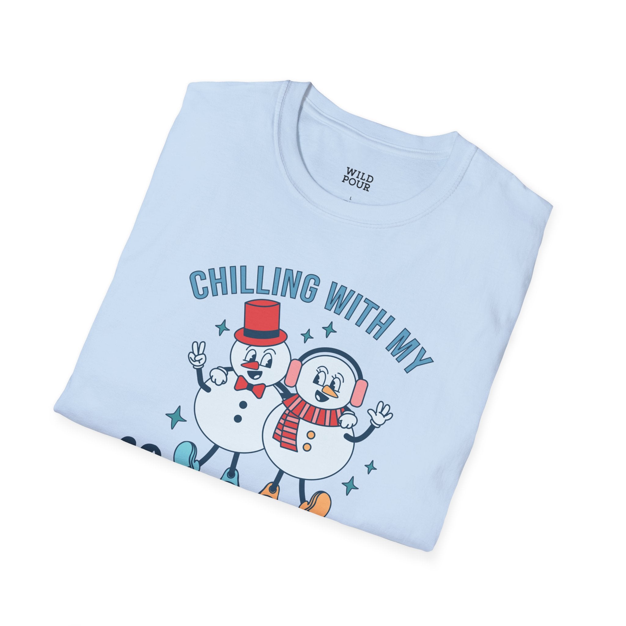 Chilling With My Snowmies, Snowman Tee-Adult Tees-Wild Pour