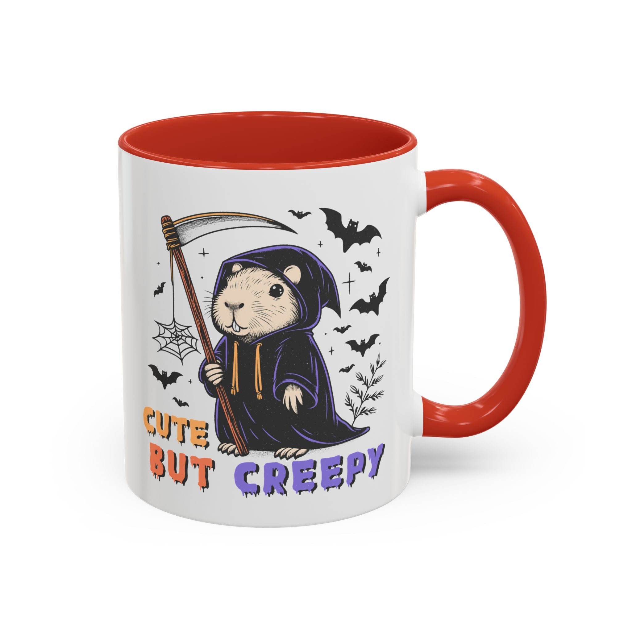Cute But Creepy, Capybara Mug - Available in a variety of vibrant accent colors, and in 15oz and 11oz sizes. Dishwasher and microwave safe.