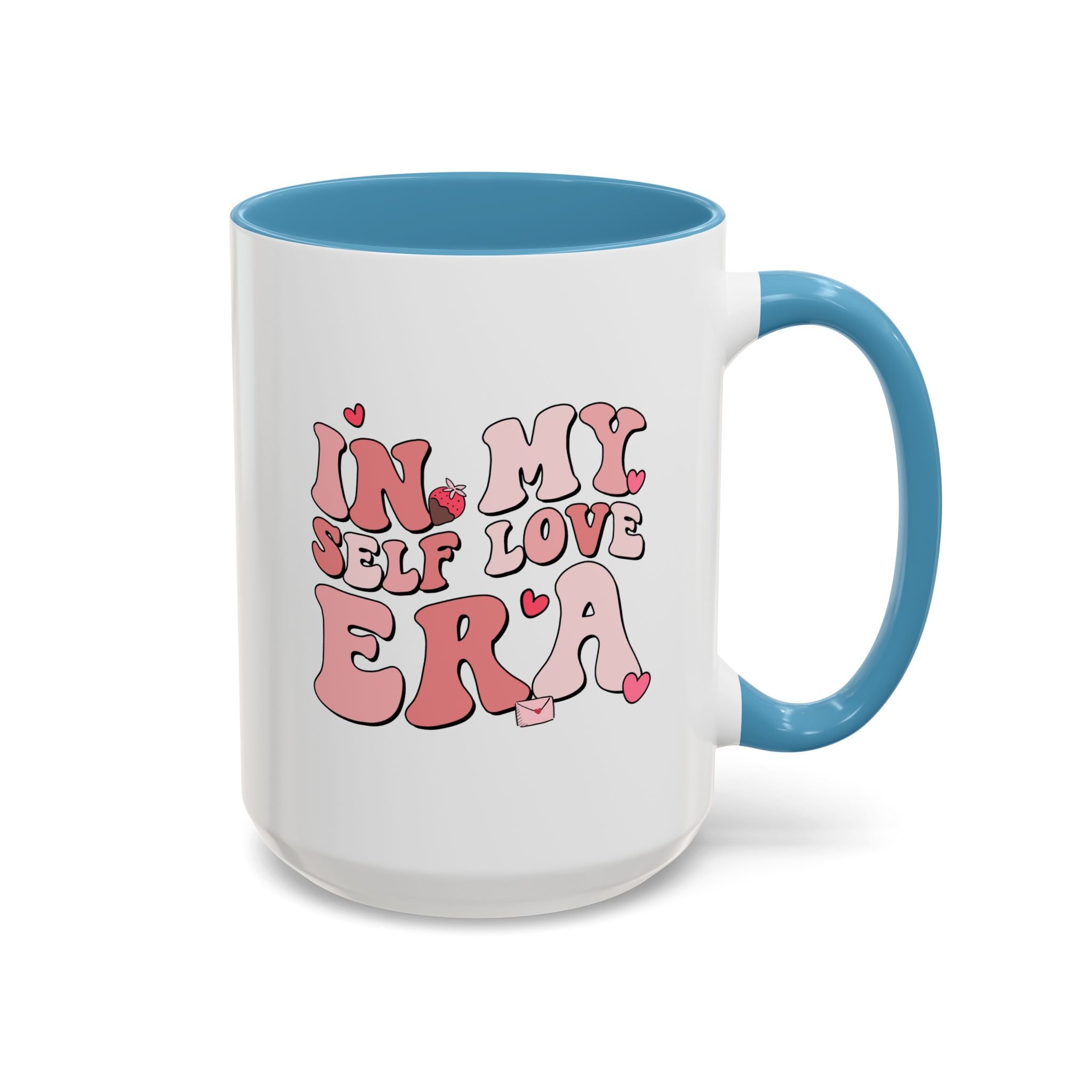 In My Self Love Era, Anti-Valentine's Day Mug - Available in a variety of vibrant accent colors, and in 15oz and 11oz sizes. Dishwasher and microwave safe.