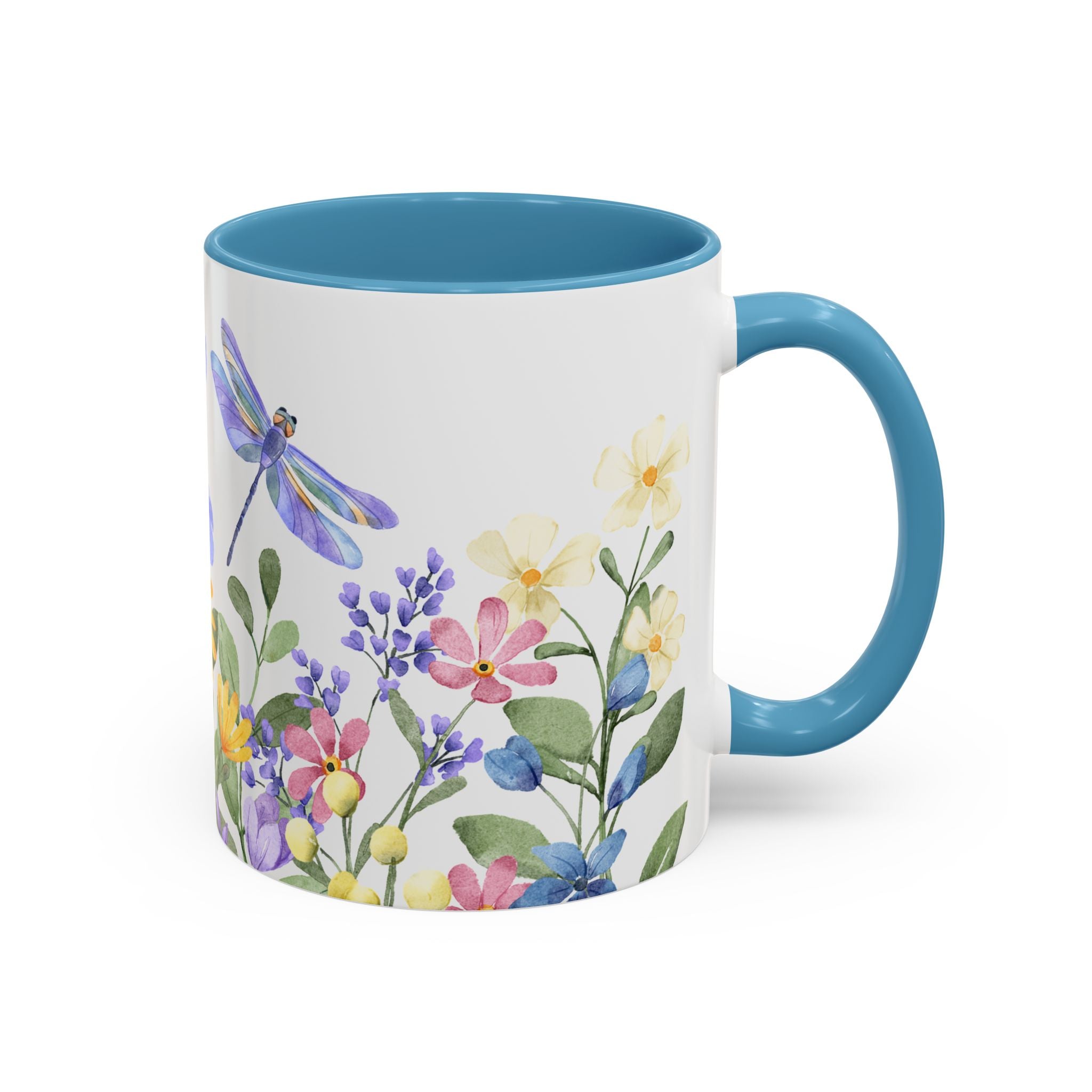 Spring Wildflowers and Dragonfly, Wrap-Around Art Mug