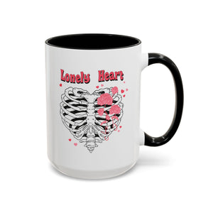 Lovely Heart, Anti-Valentine's Skeleton Mug - Available in a variety of vibrant accent colors, and in 15oz and 11oz sizes. Dishwasher and microwave safe.