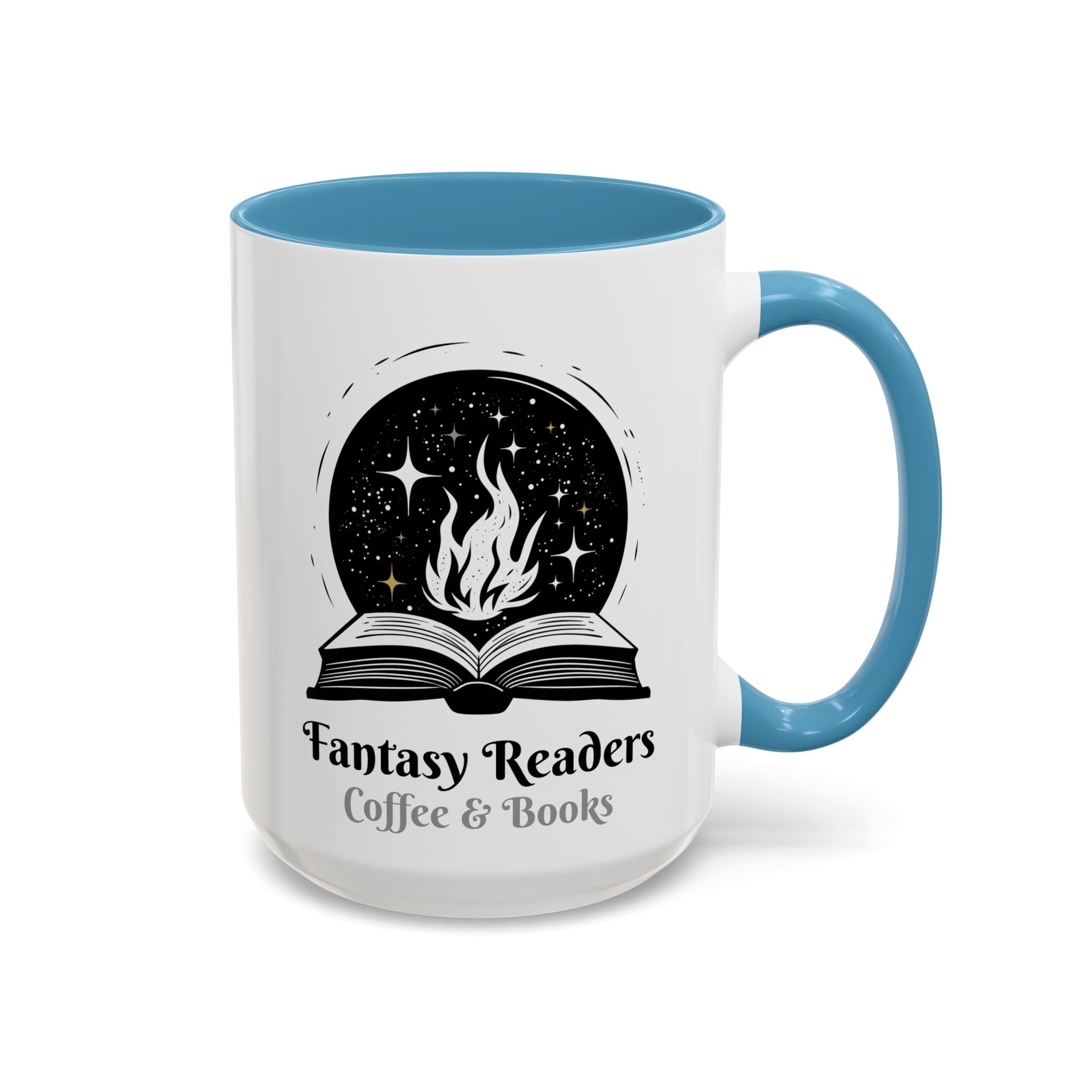 Fantasy Readers Coffee & Books - Fireball Mug - Available in a variety of vibrant accent colors, and in 15oz and 11oz sizes. Dishwasher and microwave safe.