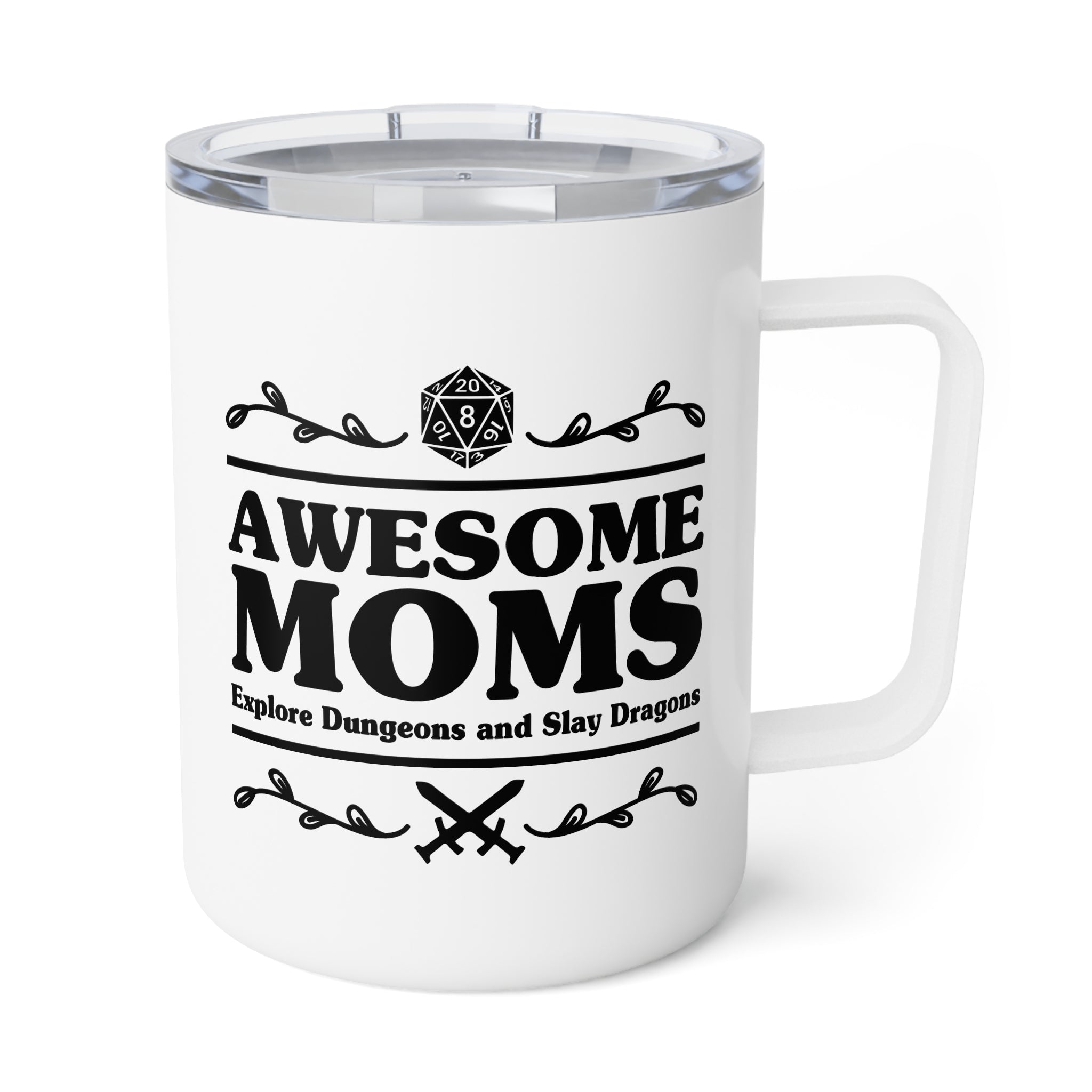 Awesome Moms Explore Dungeons & Slay Dragons, D&D Insulated Mug-Insulated Mug-Wild Pour