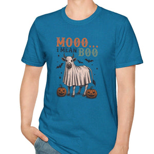 Mooo, I Mean Boo - Vintage Cow Tee-Adult Tees-Wild Pour