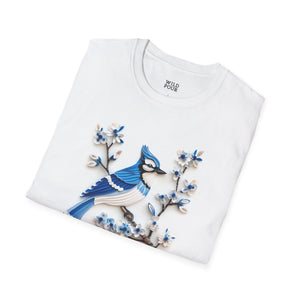 Blue Jay, Paper Quilling Tee-Adult Tees-Wild Pour