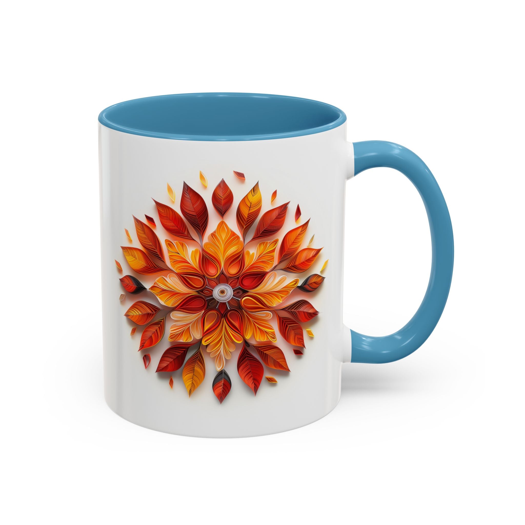 Autumn Leaves, Paper Quilling Mug - Available in a variety of vibrant accent colors, and in 15oz and 11oz sizes. Dishwasher and microwave safe.