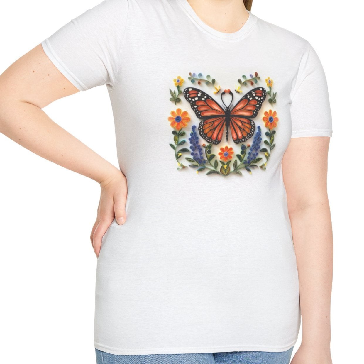 Monarch Butterfly, Paper Quilling Tee-Adult Tees-Wild Pour