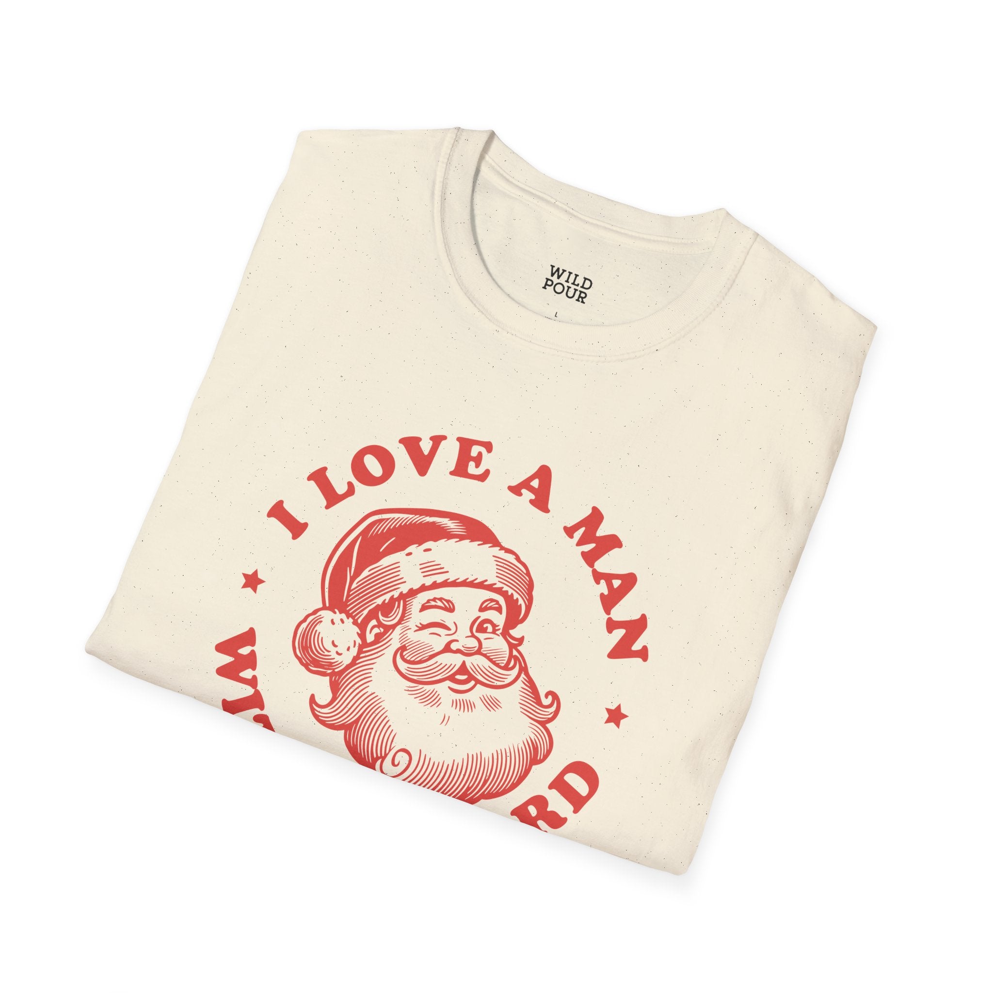 I Love a Man With a Beard, Funny Santa Tee-Adult Tees-Wild Pour