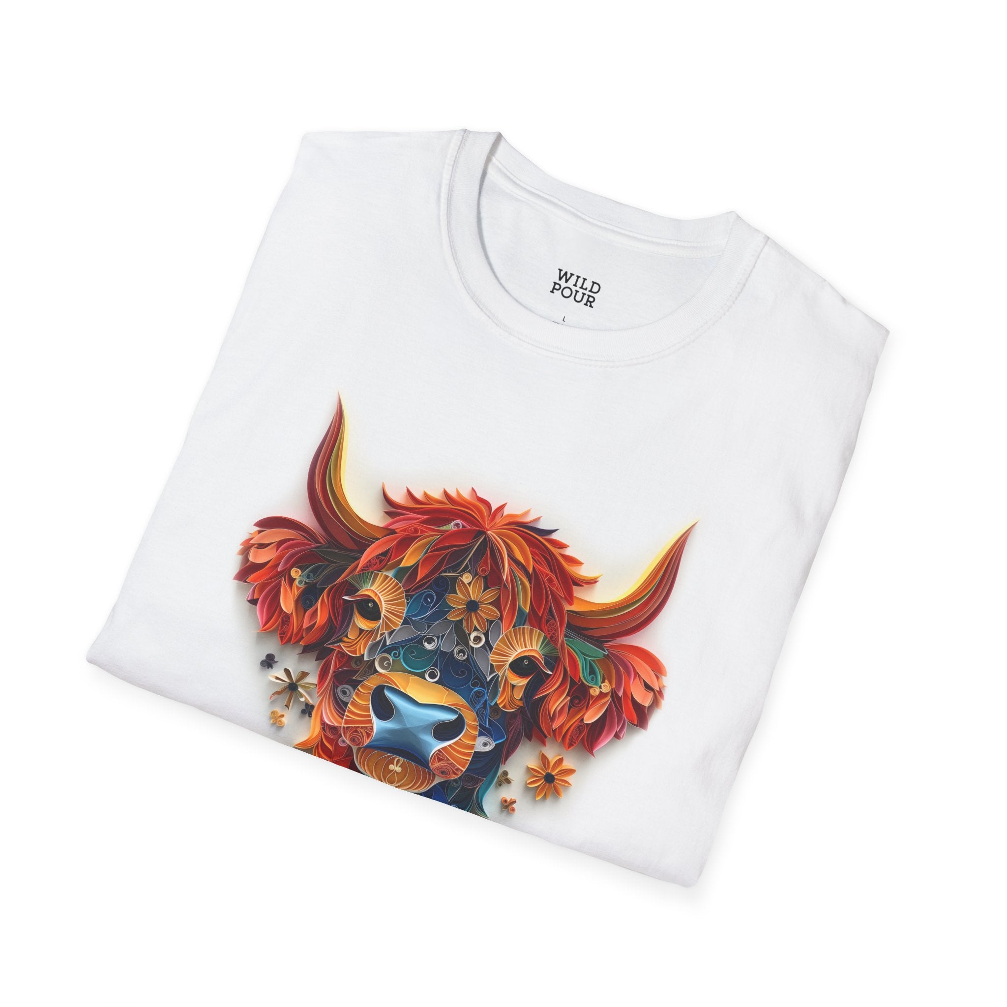 Highland Cow, Paper Quilling Tee-Adult Tees-Wild Pour