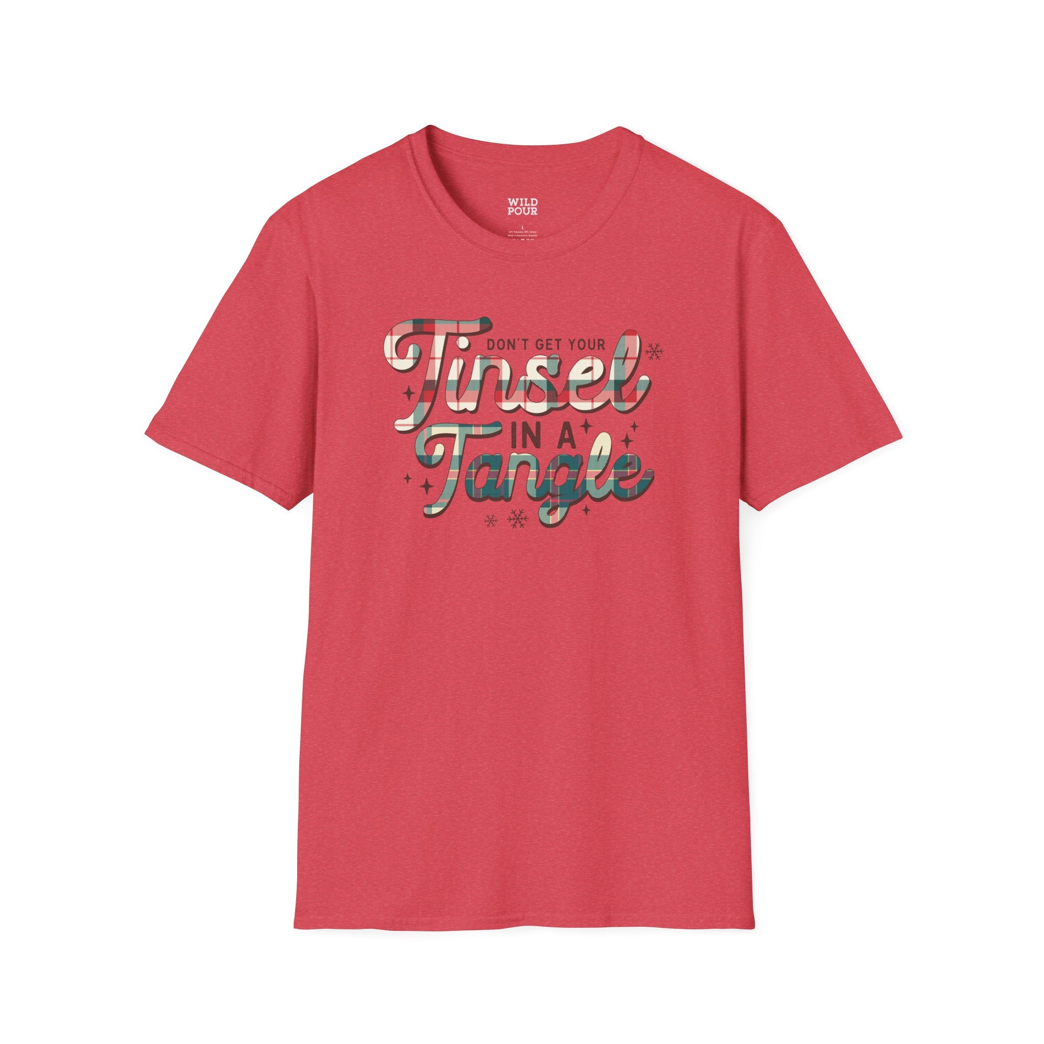 Don't Get Your Tinsel in a Tangle, Plaid Tee - Ultra-soft and super comfy, our premium quality unisex tees are perfect for any season.