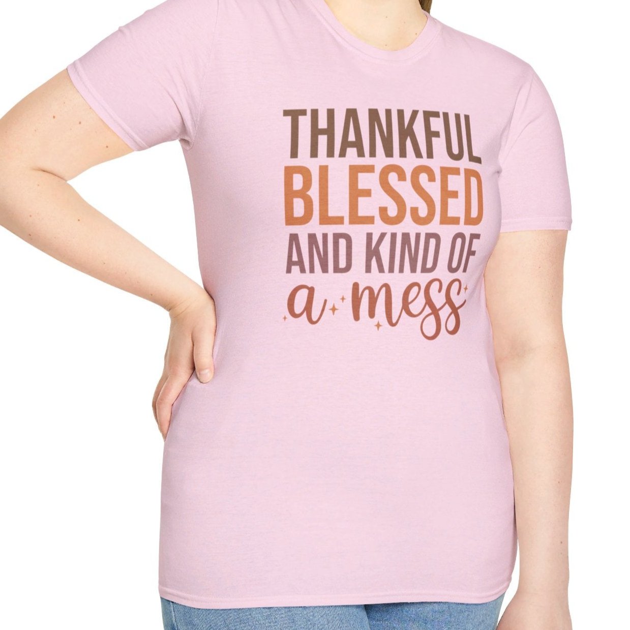 Thankful, Blessed and Kind of a Mess Tee-Adult Tees-Wild Pour