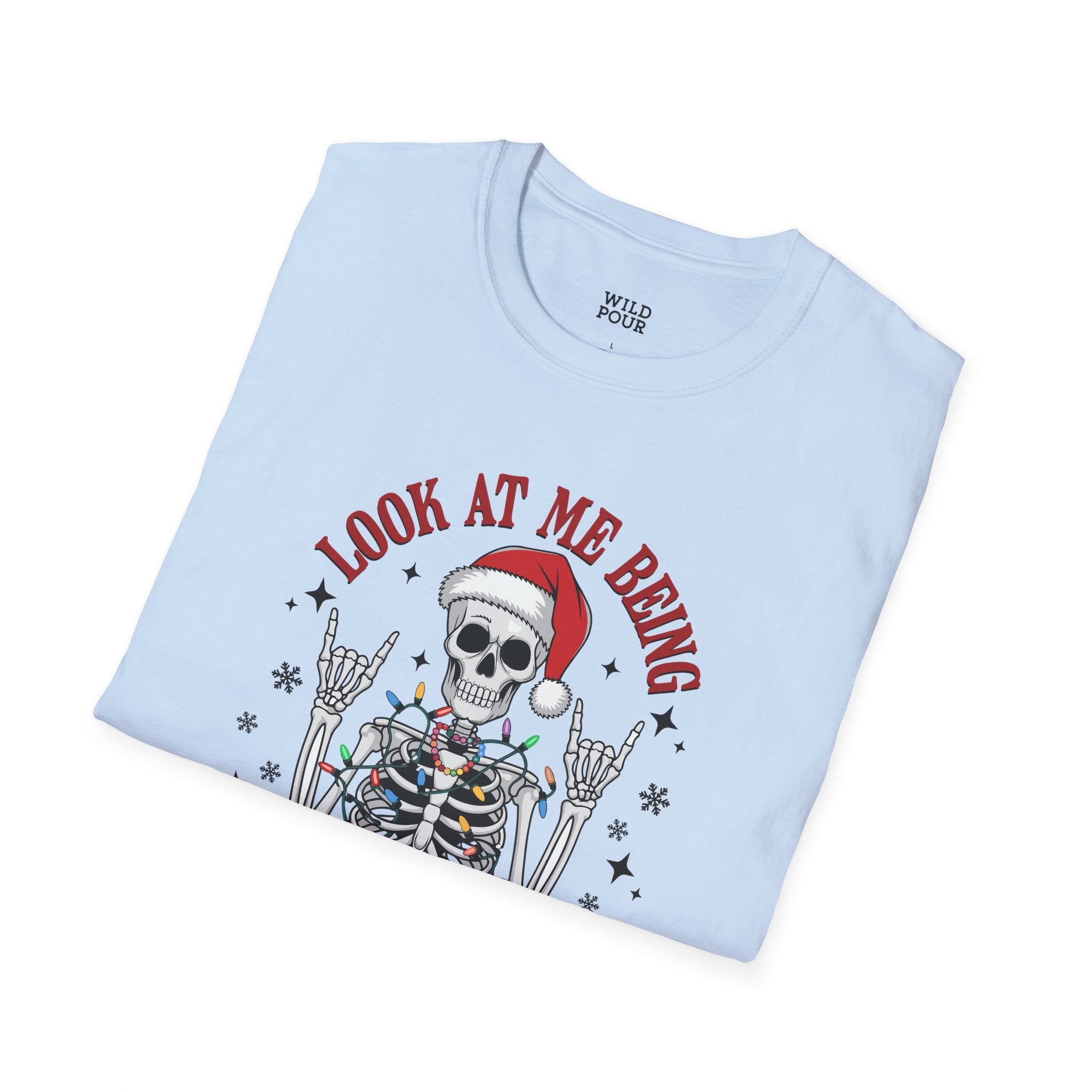 Look at Me Being All Festive and Shit, Christmas Skeleton Tee-Adult Tees-Wild Pour