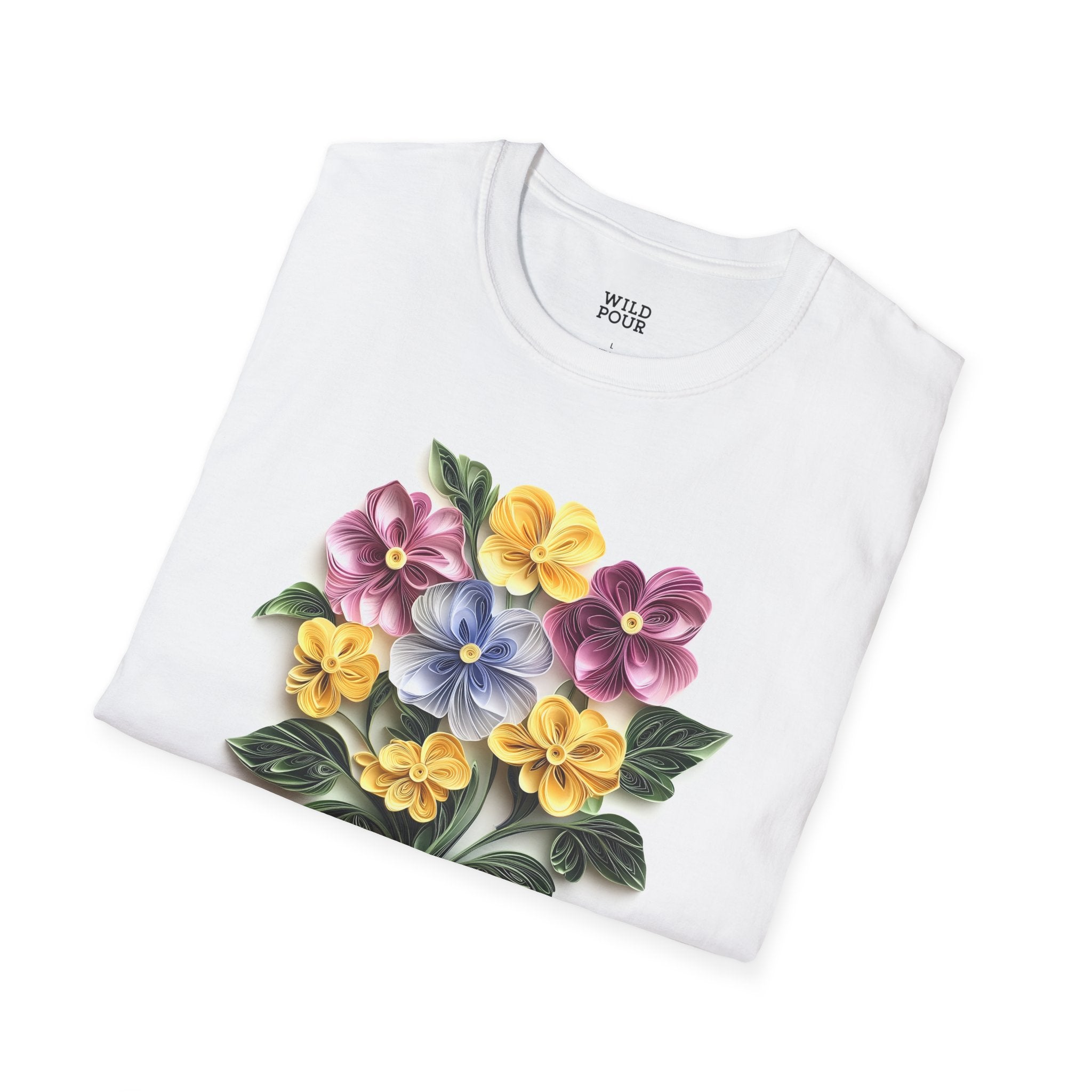 February Primrose, Birth Month Paper Quilling Tee-Adult Tees-Wild Pour