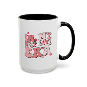 In My Self Love Era, Anti-Valentine's Day Mug - Available in a variety of vibrant accent colors, and in 15oz and 11oz sizes. Dishwasher and microwave safe.