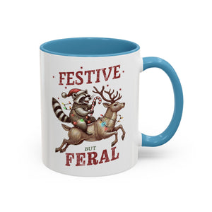 Festive But Feral, Christmas Raccoon Mug-Mug-Wild Pour