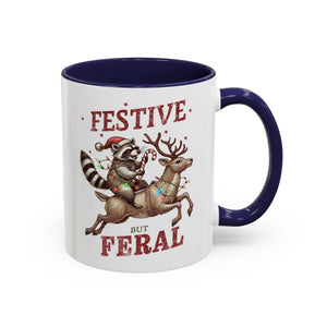 Festive But Feral, Christmas Raccoon Mug-Mug-Wild Pour