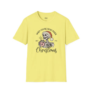 When You're Dead Inside, But it's Christmas, Holiday Skeleton Tee-Adult Tees-Wild Pour