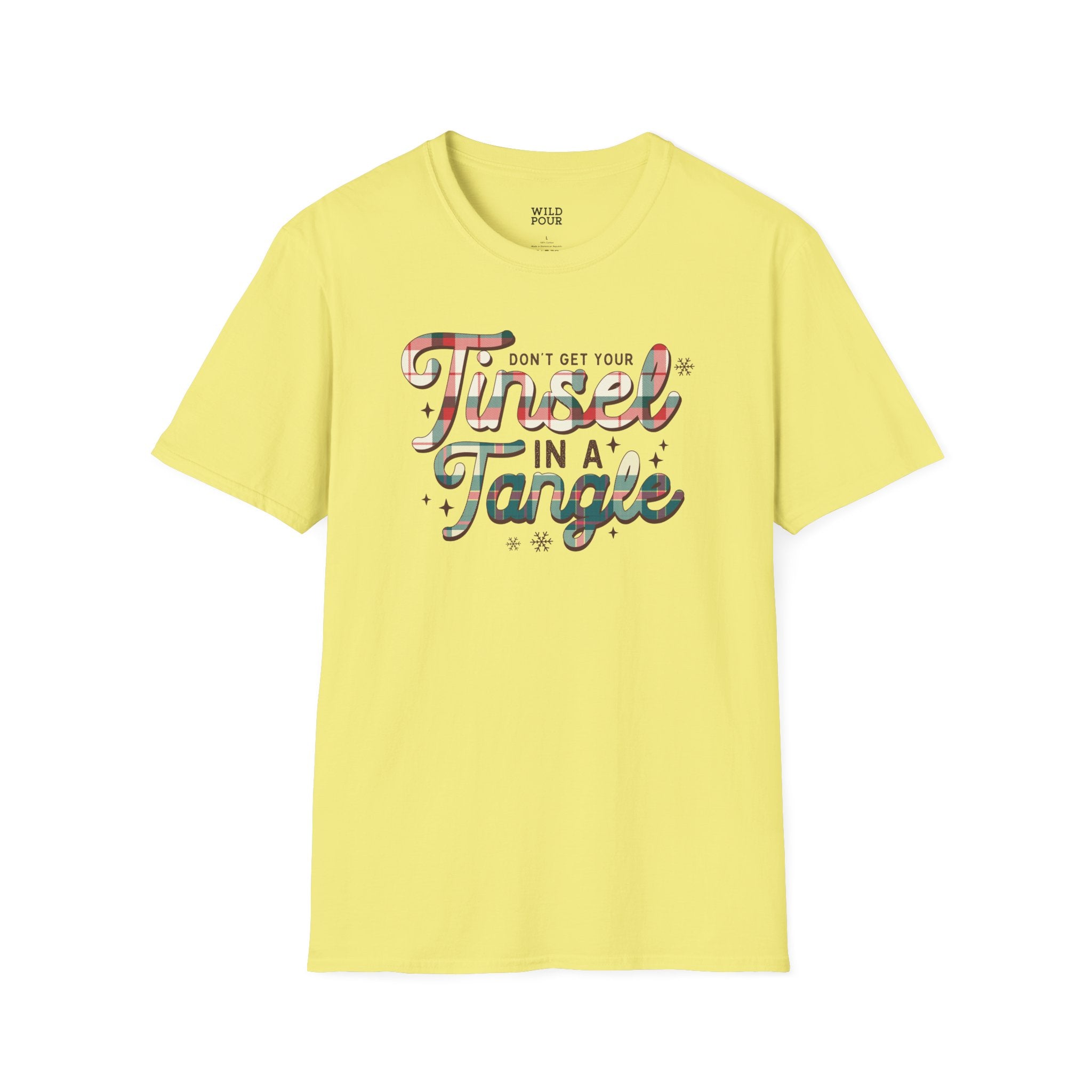 Don't Get Your Tinsel in a Tangle, Plaid Tee - Ultra-soft and super comfy, our premium quality unisex tees are perfect for any season.