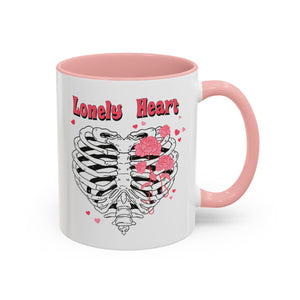 Lovely Heart, Anti-Valentine's Skeleton Mug - Available in a variety of vibrant accent colors, and in 15oz and 11oz sizes. Dishwasher and microwave safe.