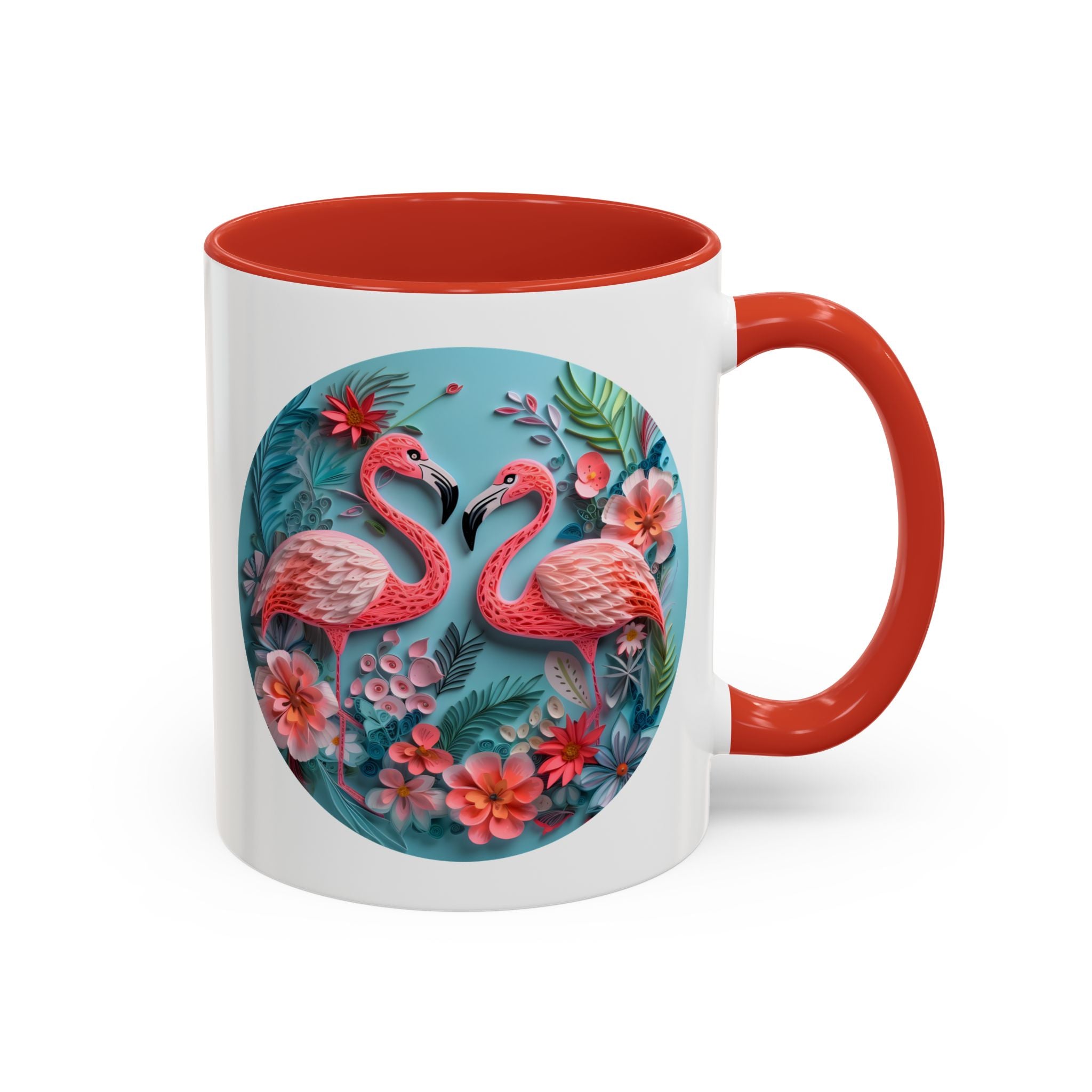 Flamingos, Paper Quilling Mug-Mug-Wild Pour