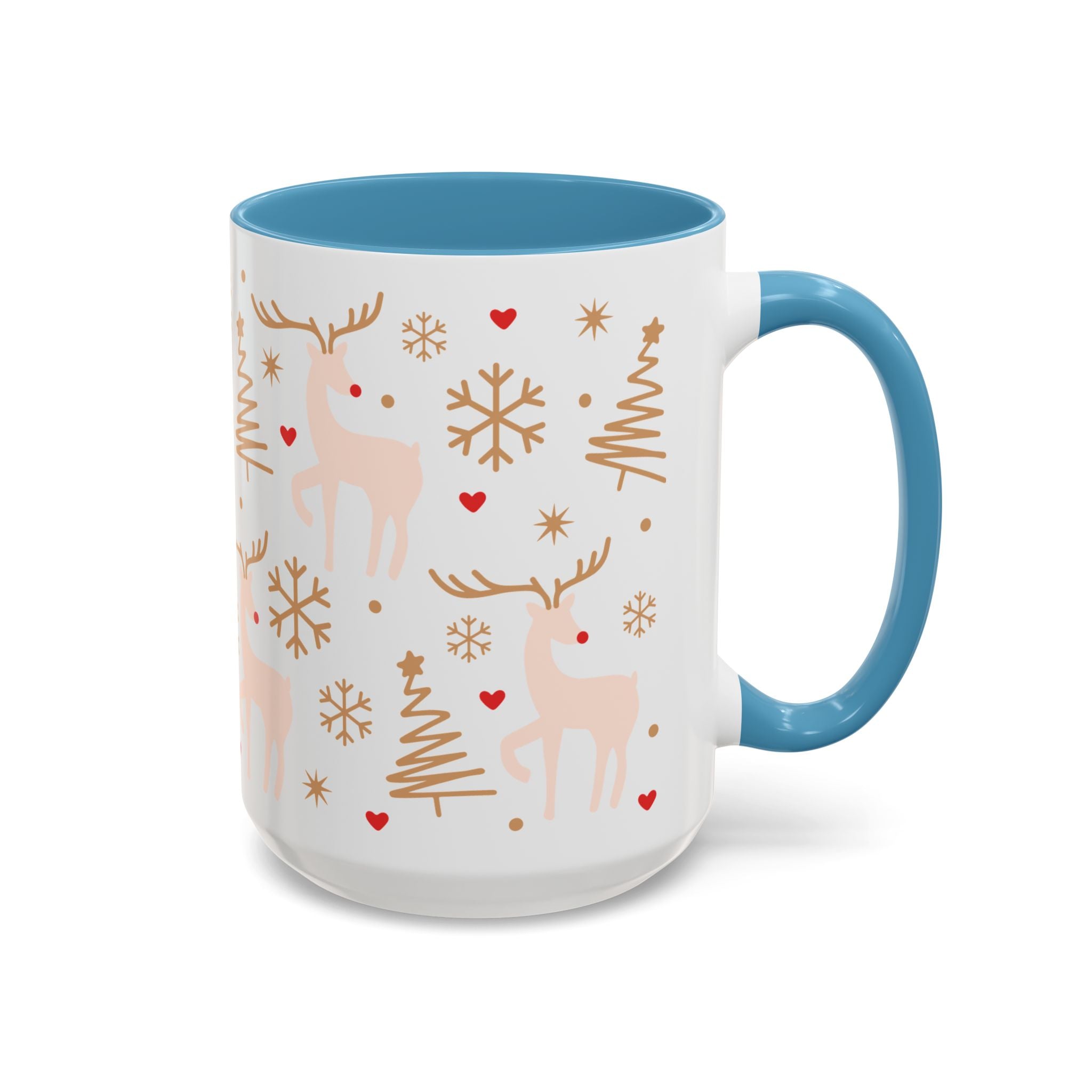 Reindeer, Snowflakes, and Trees, Decorative Wrap-Around Holiday Mug-Mug-Wild Pour