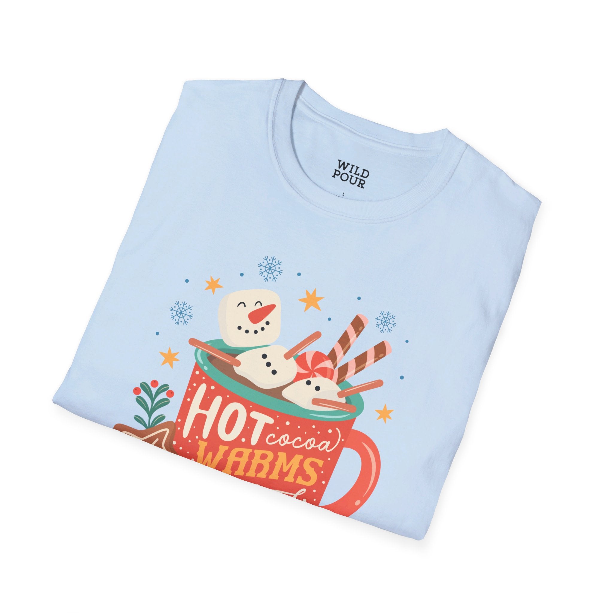 Hot Cocoa Warms Your Soul, Snowman Tee-Adult Tees-Wild Pour