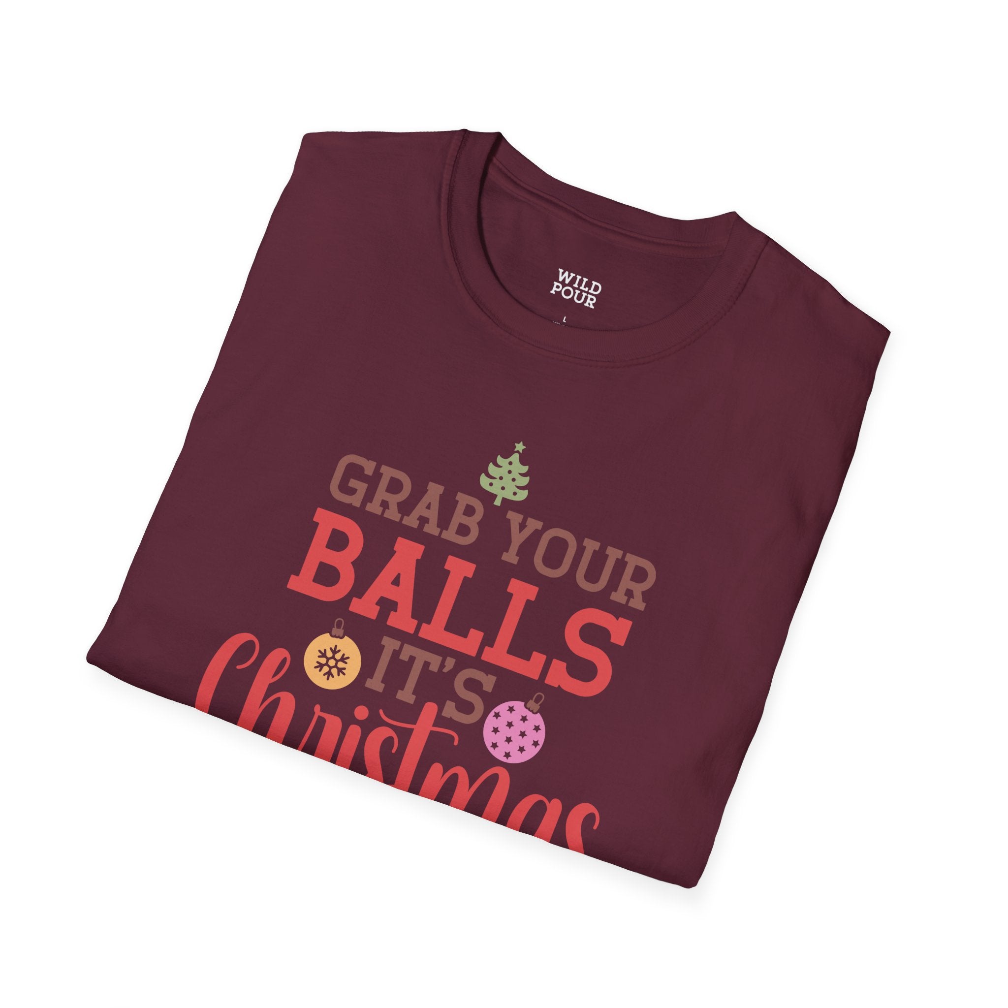 Grab Your Balls, It's Christmas Tee-Adult Tees-Wild Pour