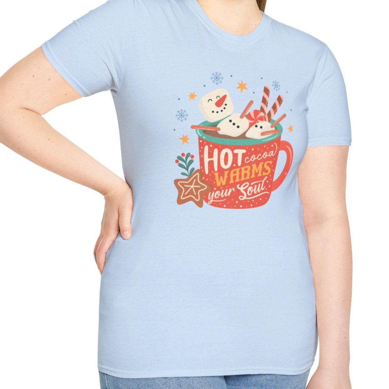 Hot Cocoa Warms Your Soul, Snowman Tee-Adult Tees-Wild Pour