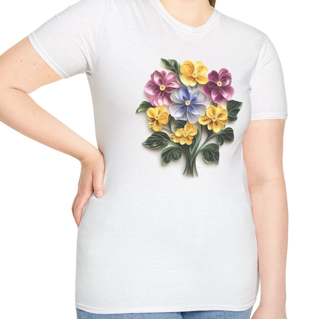 February Primrose, Birth Month Paper Quilling Tee-Adult Tees-Wild Pour