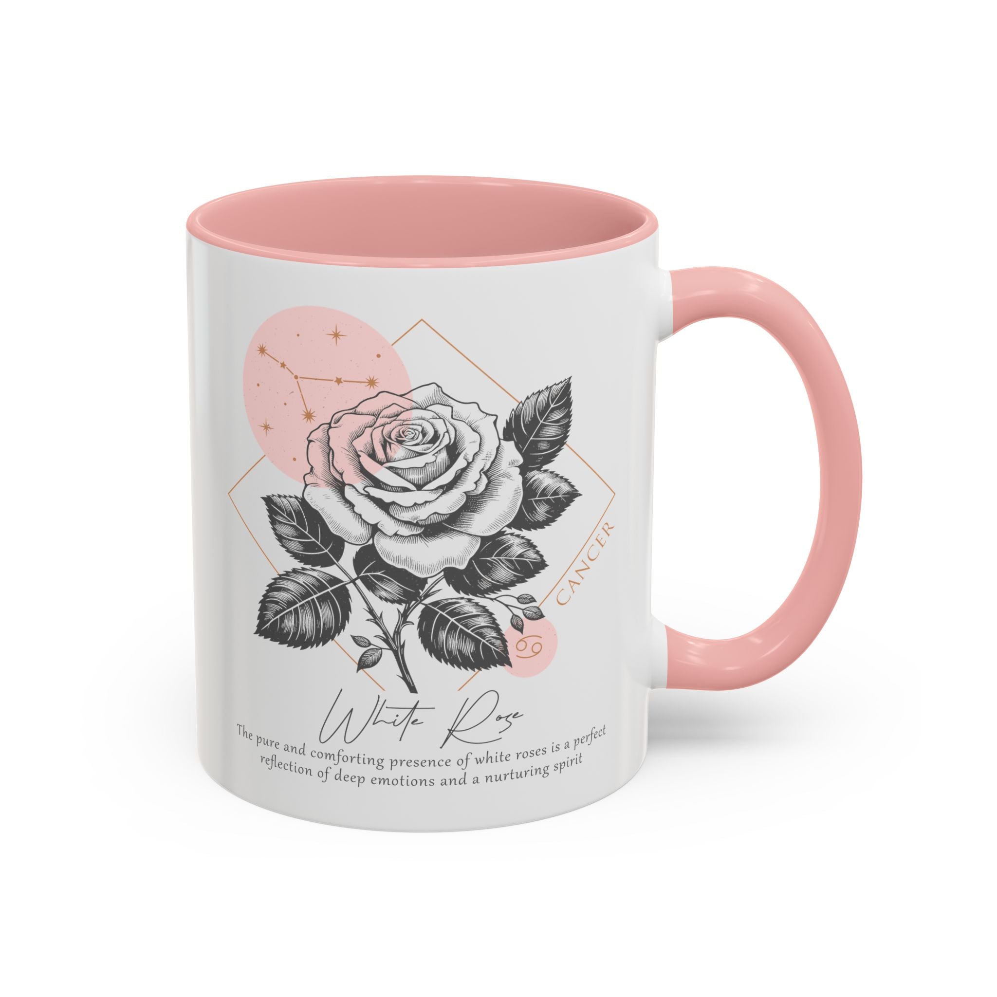 June - July, White Rose, Cancer, Zodiac Birth Month Mug-Mug-Wild Pour