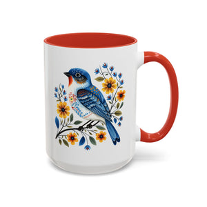 Blue Bird, Folk Art Mug-Mug-Wild Pour