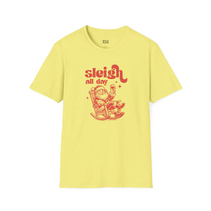 Sleigh All Day, Funny Santa Tee-Adult Tees-Wild Pour