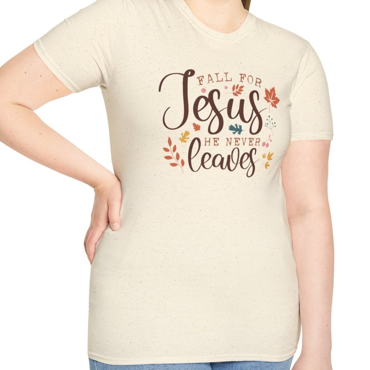 Fall for Jesus, He Never Leaves Tee-Adult Tees-Wild Pour