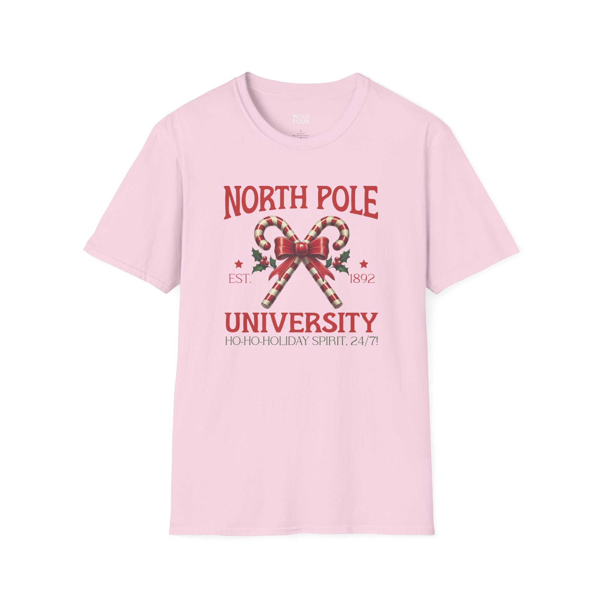 North Pole University, Candy Canes Tee-Adult Tees-Wild Pour