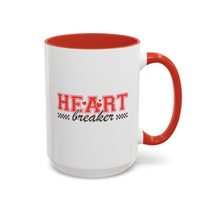 Heart Breaker, Anti-Valentine's Day Mug - Available in a variety of vibrant accent colors, and in 15oz and 11oz sizes. Dishwasher and microwave safe.